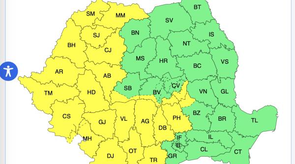 se strica vremea alerte meteo de cod galben de averse cu grindina si descarcari electrice