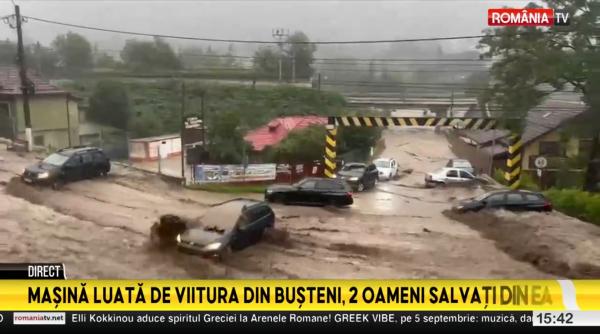 inundatii la busteni dupa o ploaie torentiala mai multe strazi din statiune si din poiana tapului acoperite de apa