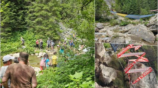 pericol pentru turisti in bucegi podul din zanoaga s a rupt foto
