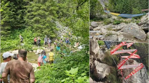 pericol pentru turisti in bucegi podul din zanoaga s a rupt foto