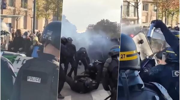 veste galbene sindicate si elevi au paralizat marile orase din franta fum torte si batai cu politia